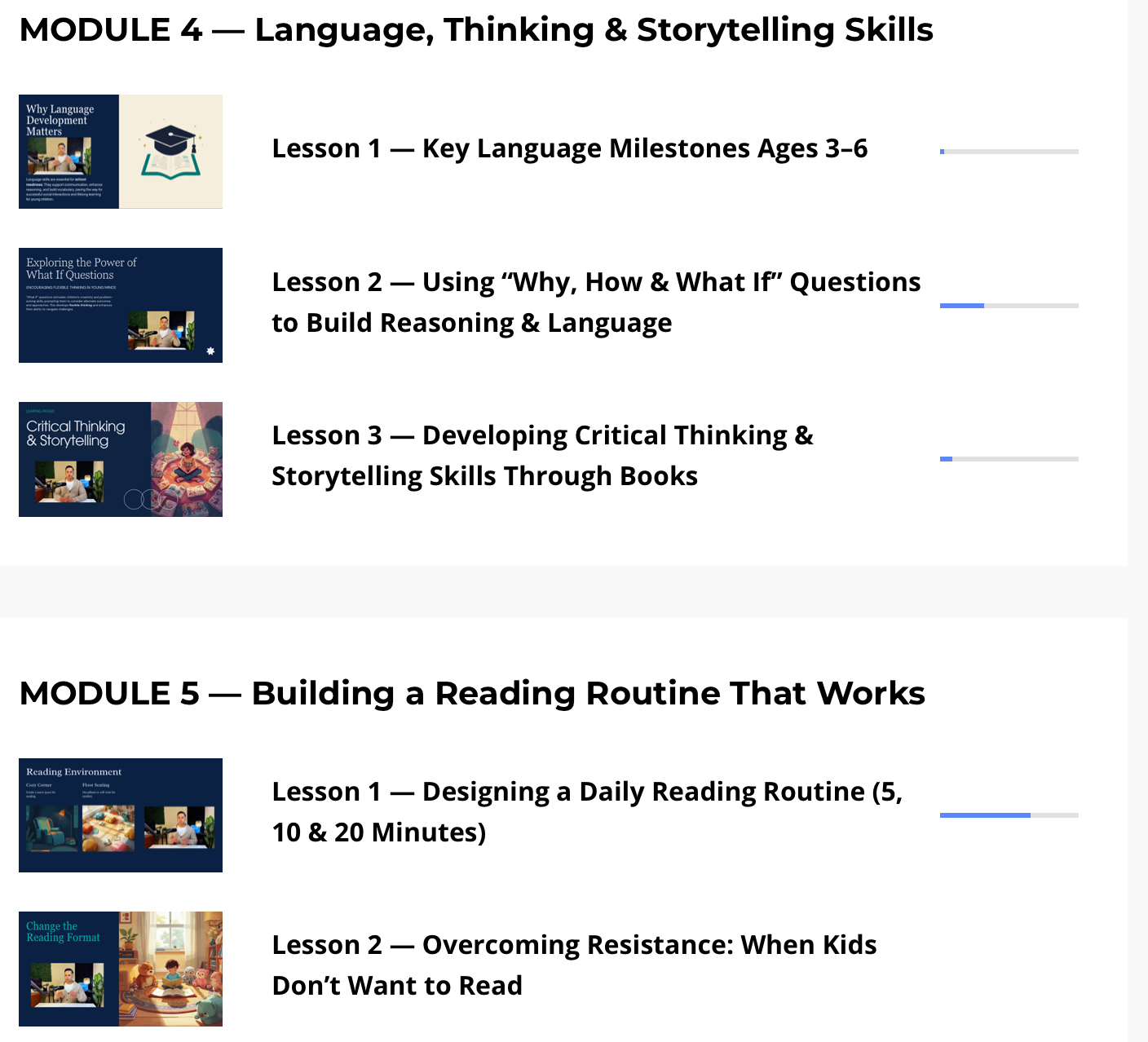 Online Parent Reading & Development Program (Ages 3-6)